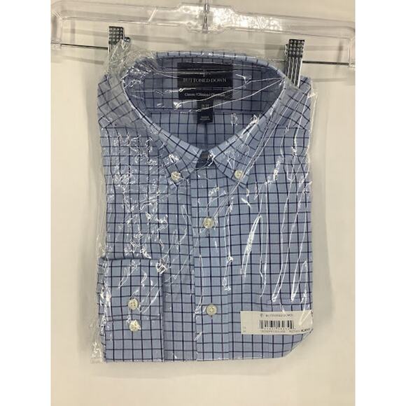 NWT Buttoned Down Blue Plaid Classic Long Sleeve Button Down Shirt Mens Size 15 - Picture 1 of 4